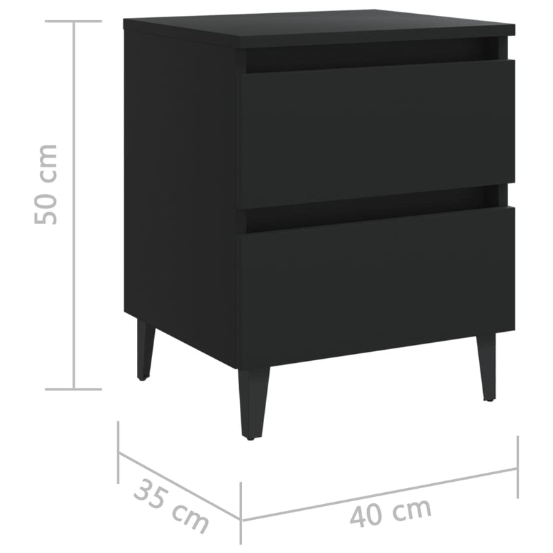 vidaXL fekete szerelt fa éjjeliszekrény 40 x 35 x 50 cm