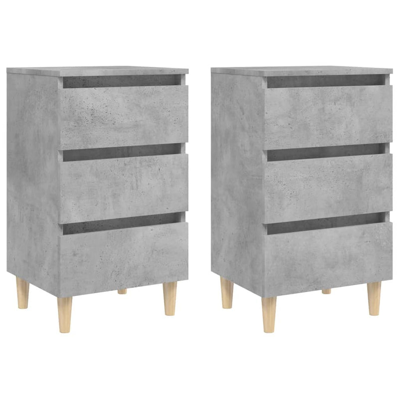 vidaXL 2 db betonszürke éjjeliszekrény tömör fa lábakkal 40x35x69 cm