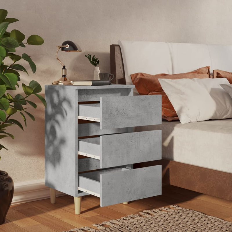 vidaXL 2 db betonszürke éjjeliszekrény tömör fa lábakkal 40x35x69 cm
