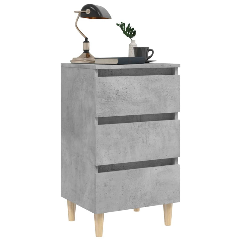 vidaXL 2 db betonszürke éjjeliszekrény tömör fa lábakkal 40x35x69 cm