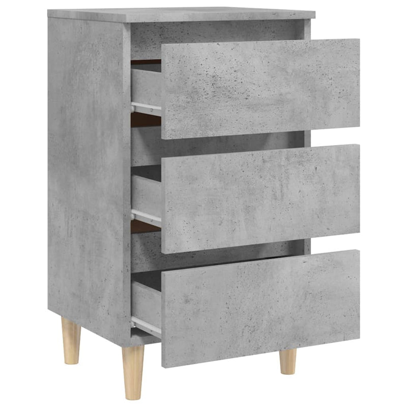 vidaXL 2 db betonszürke éjjeliszekrény tömör fa lábakkal 40x35x69 cm