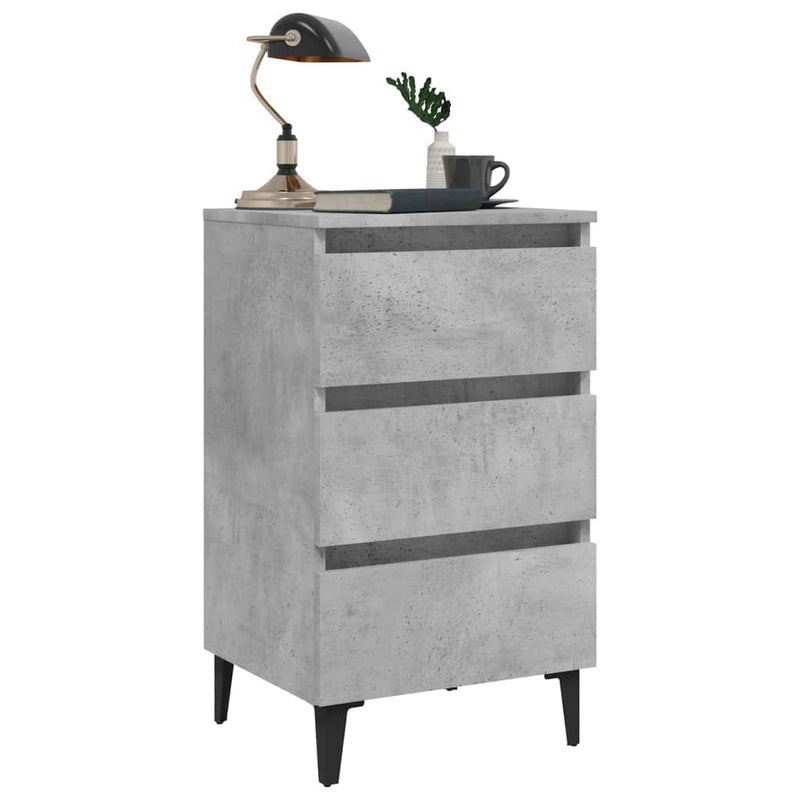 vidaXL 2 db betonszürke éjjeliszekrény fémlábakkal 40 x 35 x 69 cm