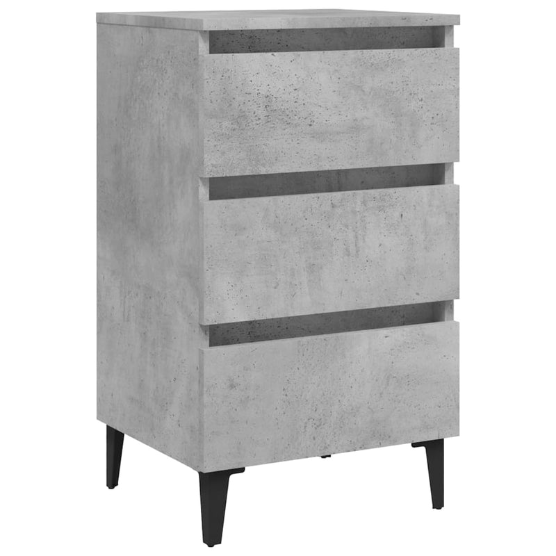 vidaXL 2 db betonszürke éjjeliszekrény fémlábakkal 40 x 35 x 69 cm