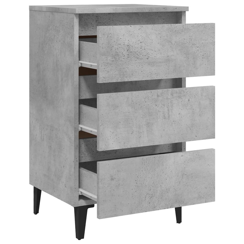 vidaXL 2 db betonszürke éjjeliszekrény fémlábakkal 40 x 35 x 69 cm