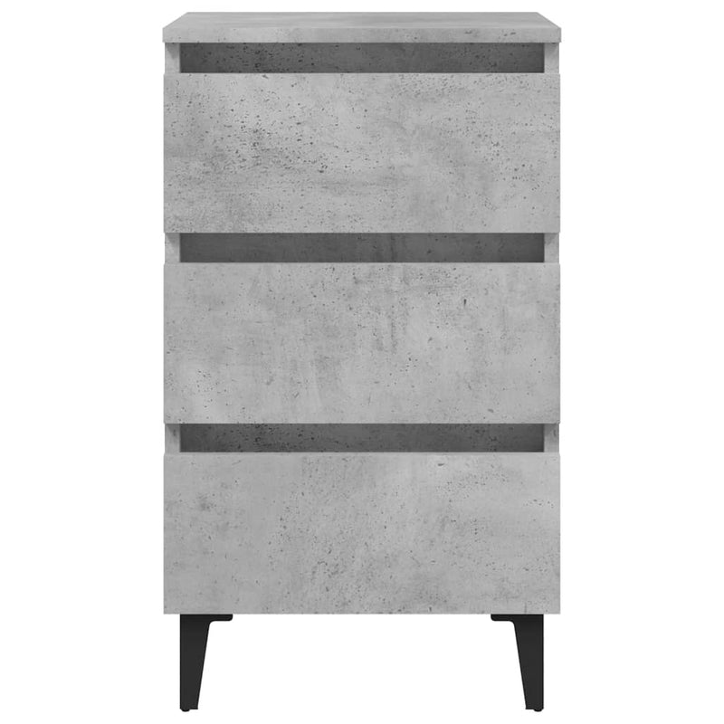 vidaXL 2 db betonszürke éjjeliszekrény fémlábakkal 40 x 35 x 69 cm