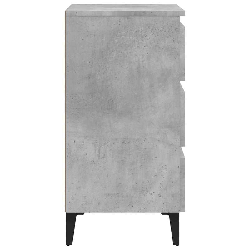 vidaXL 2 db betonszürke éjjeliszekrény fémlábakkal 40 x 35 x 69 cm