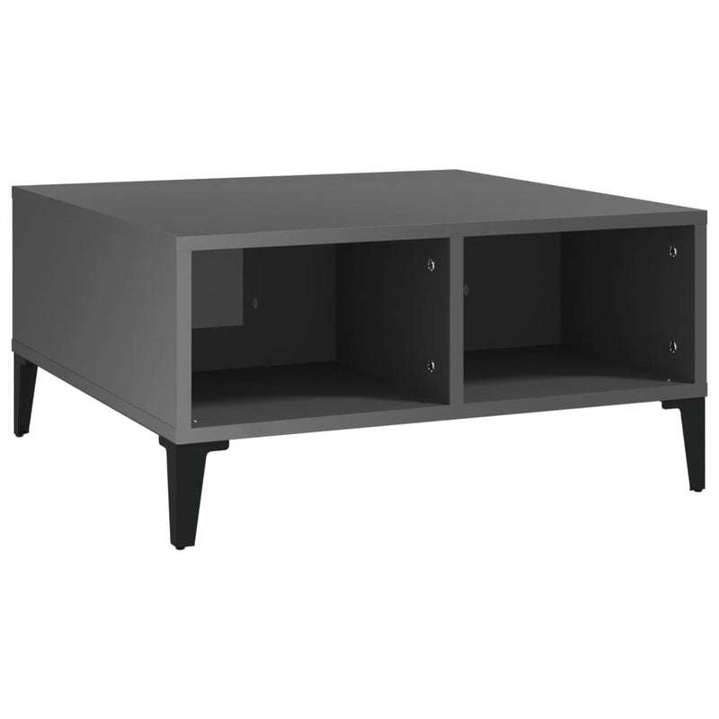vidaXL magasfényű szürke szerelt fa dohányzóasztal 60 x 60 x 30 cm