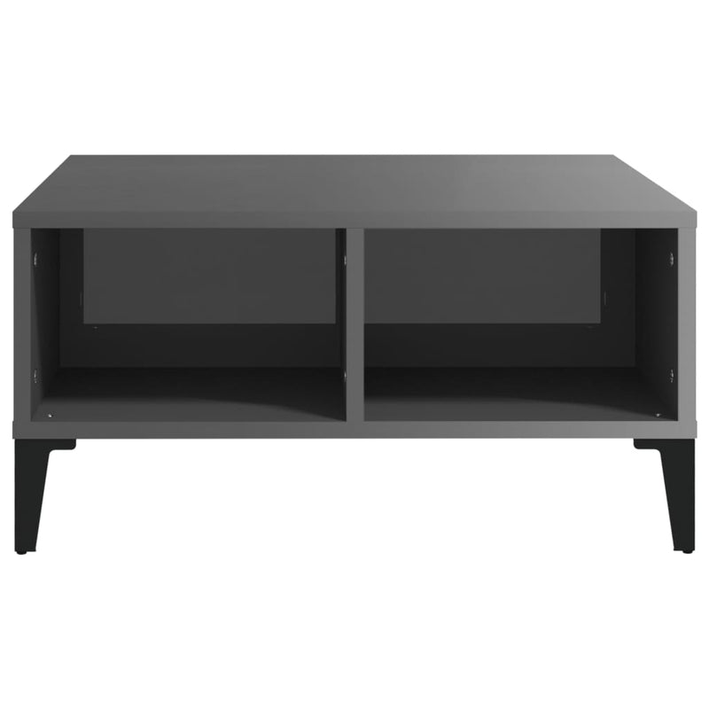 vidaXL magasfényű szürke szerelt fa dohányzóasztal 60 x 60 x 30 cm