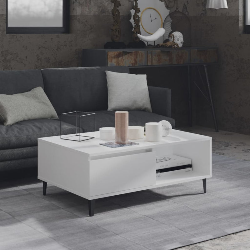 vidaXL fehér szerelt fa dohányzóasztal 90 x 60 x 35 cm
