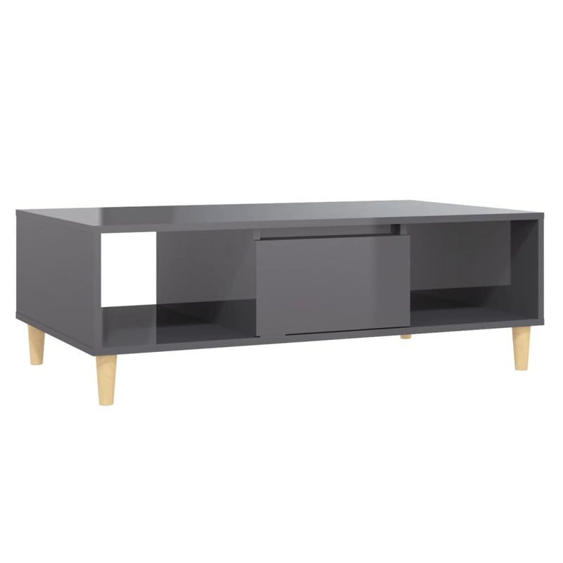 vidaXL magasfényű szürke szerelt fa dohányzóasztal 103,5 x 60 x 35 cm
