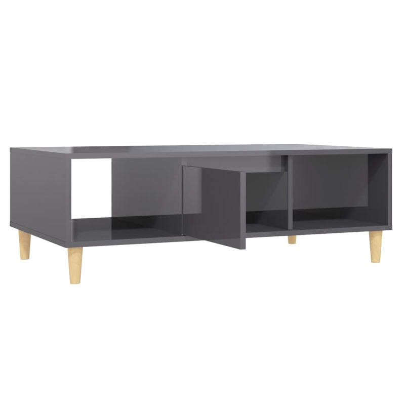 vidaXL magasfényű szürke szerelt fa dohányzóasztal 103,5 x 60 x 35 cm