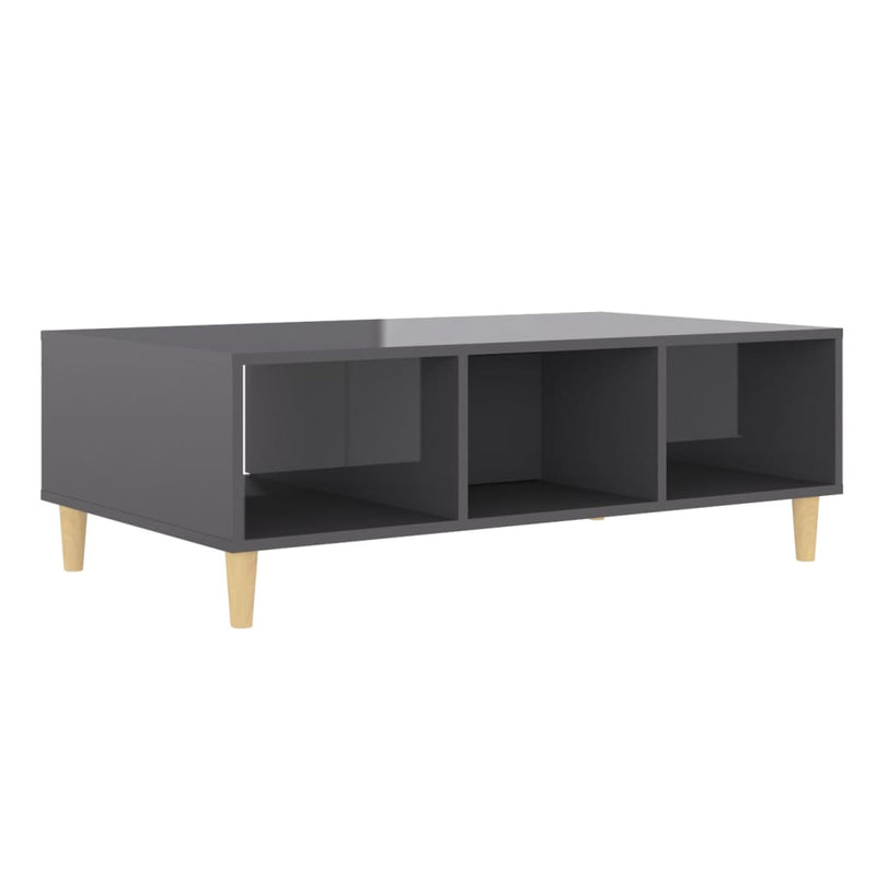 vidaXL magasfényű szürke szerelt fa dohányzóasztal 103,5 x 60 x 35 cm