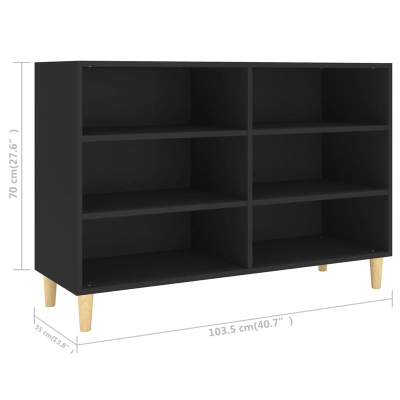 vidaXL fekete szerelt fa tálalószekrény 103,5 x 35 x 70 cm