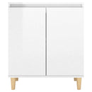 vidaXL magasfényű fehér tálalószekrény tömör falábakkal 60x35x70 cm