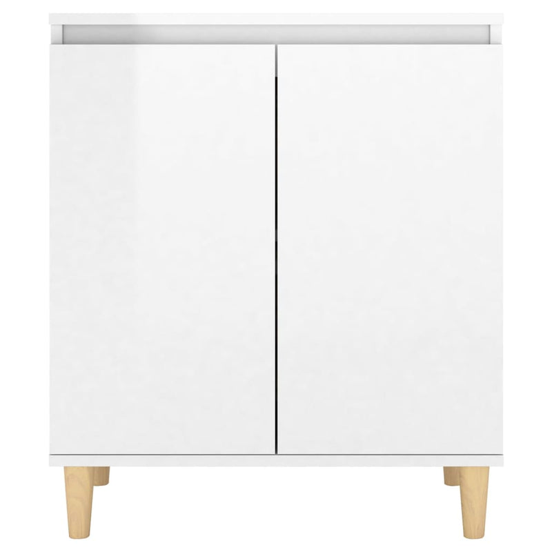 vidaXL magasfényű fehér tálalószekrény tömör falábakkal 60x35x70 cm