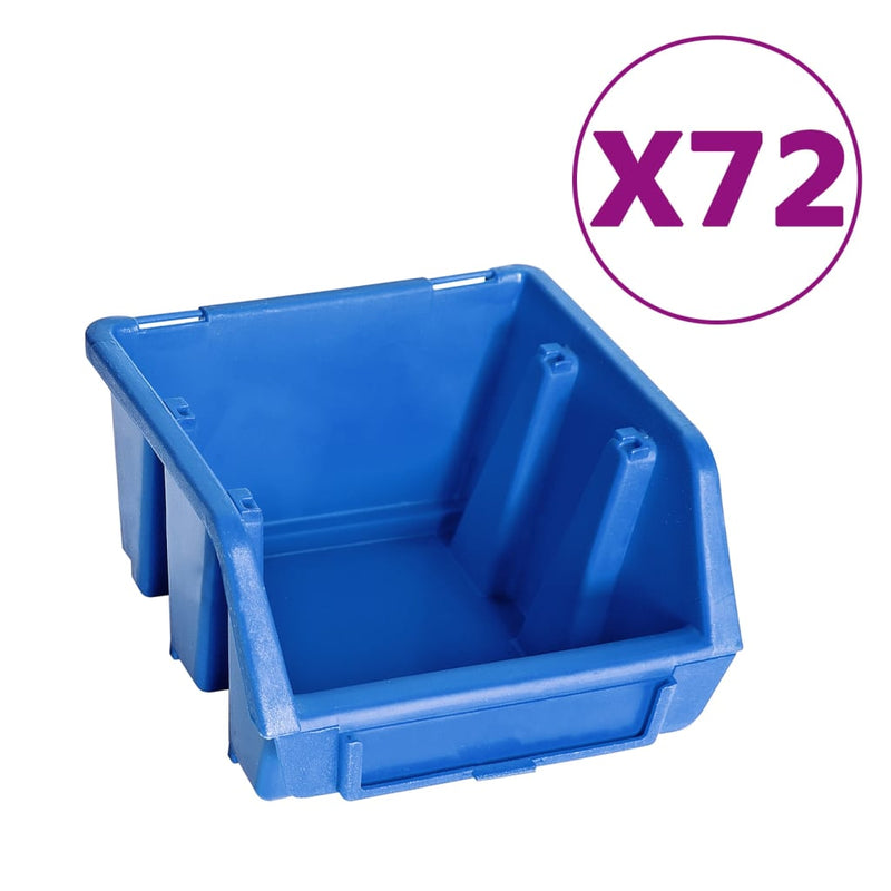 vidaXL 128 darabos kék és fekete tárolódoboz-készlet fali panelekkel