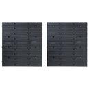 vidaXL 34 darabos piros és fekete tárolódoboz-készlet fali panelekkel