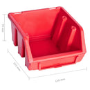 vidaXL 136 darabos piros és fekete tárolódoboz szett fali panelekkel