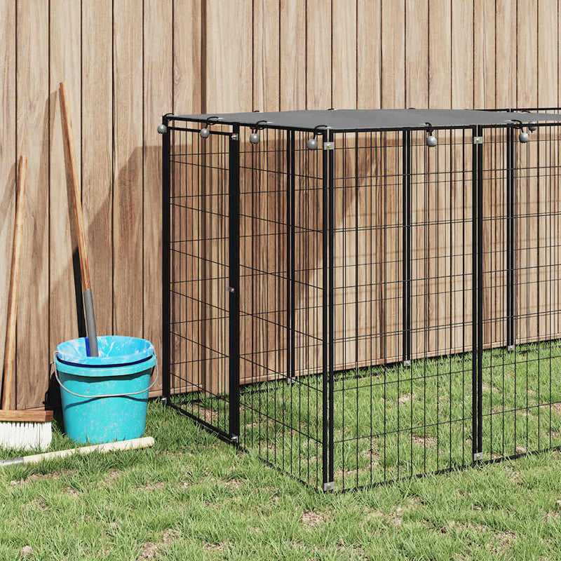 vidaXL fekete acél kutyakennel 330 x 110 x 110 cm