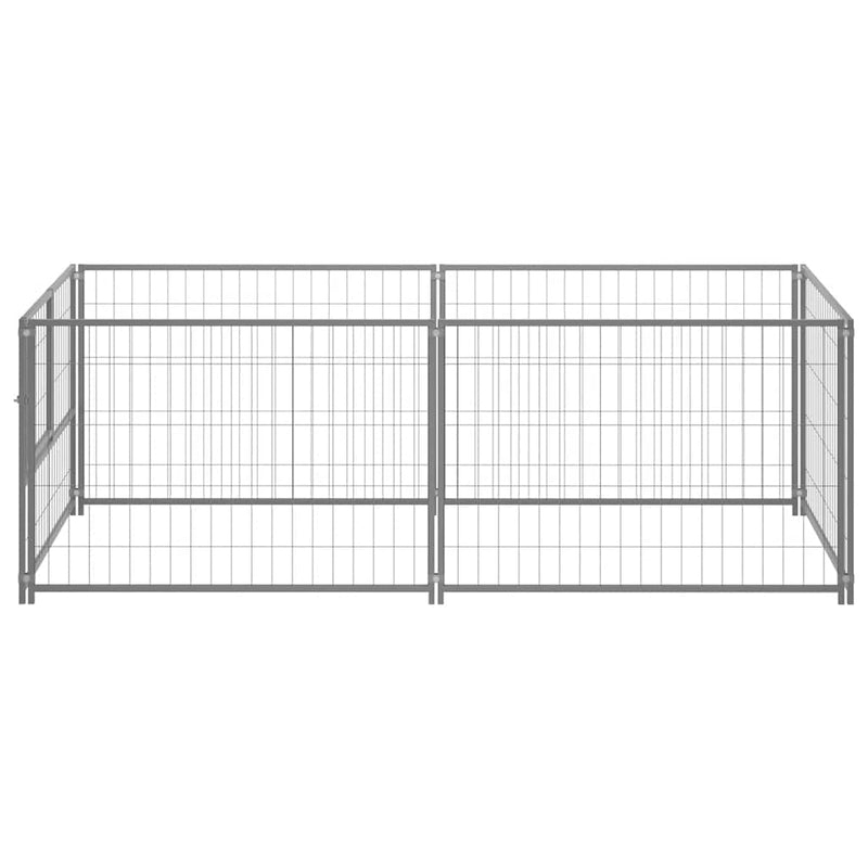 vidaXL ezüst acél kutyakennel 200 x 100 x 70 cm