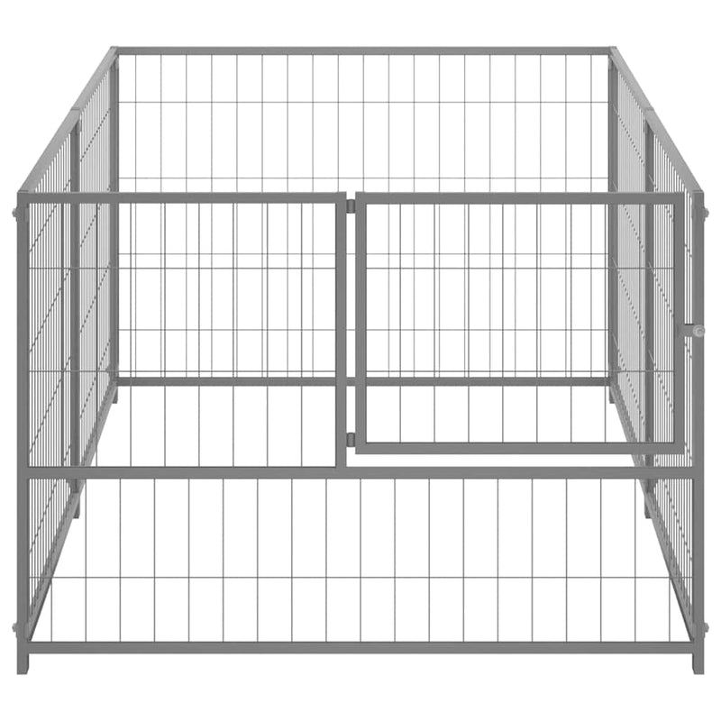 vidaXL ezüst acél kutyakennel 200 x 100 x 70 cm