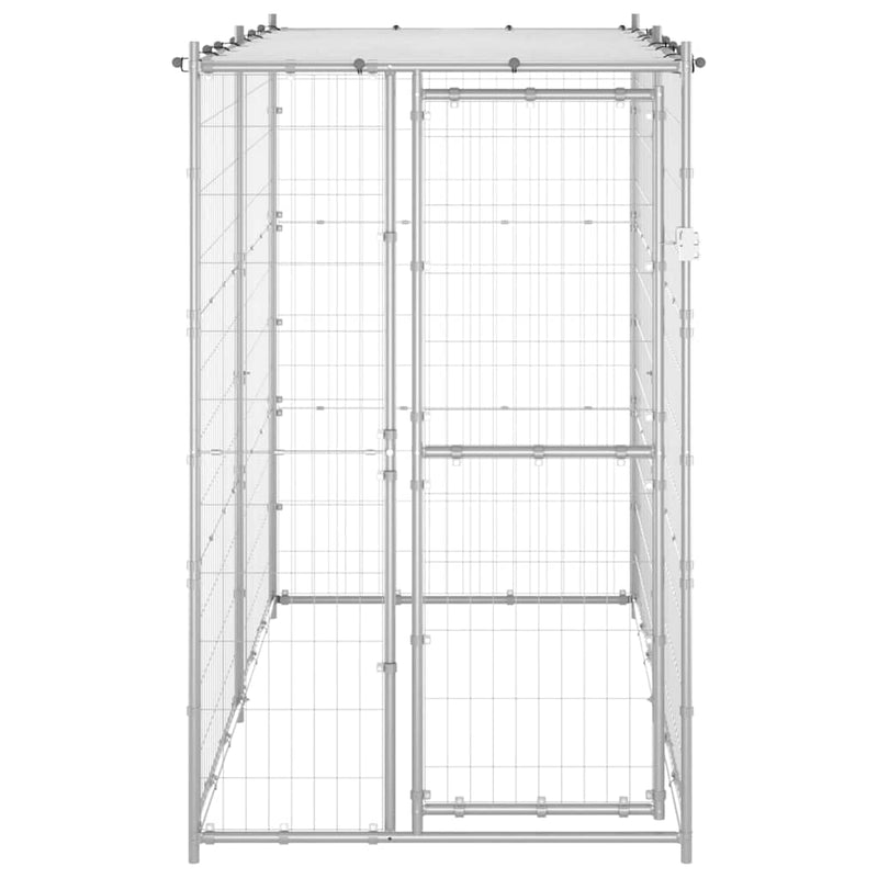vidaXL kültéri horganyozott acél kutyakennel tetővel 110x220x180 cm