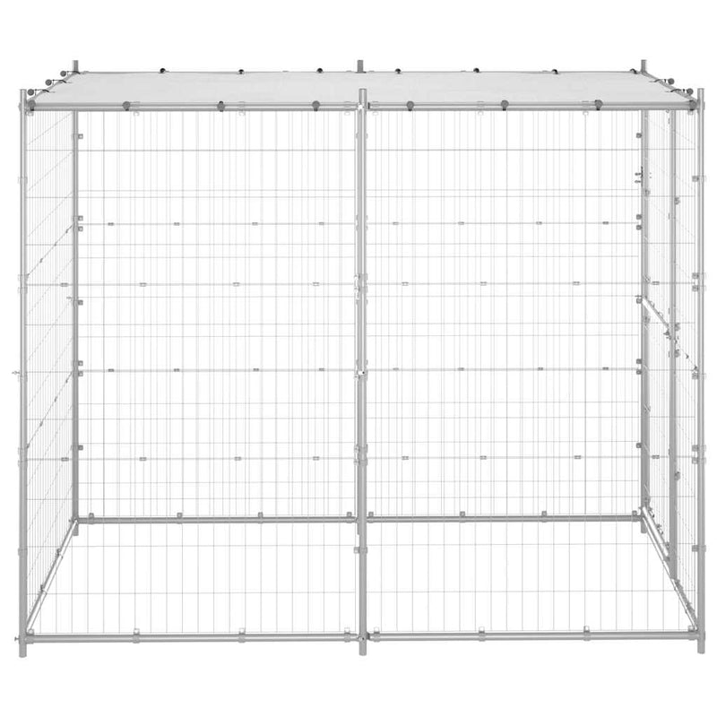 vidaXL kültéri horganyozott acél kutyakennel tetővel 110x220x180 cm