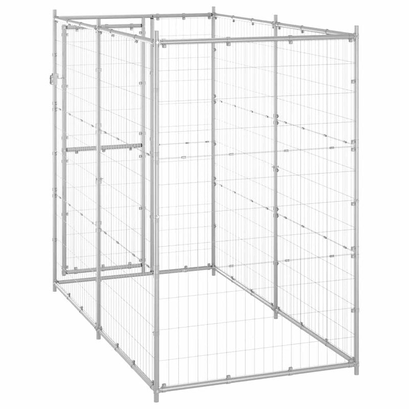 vidaXL kültéri horganyozott acél kutyakennel 110 x 220 x 180 cm