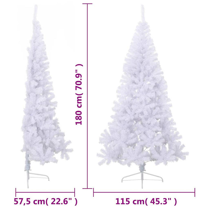 vidaXL fehér PVC fél műkarácsonyfa állvánnyal 180 cm