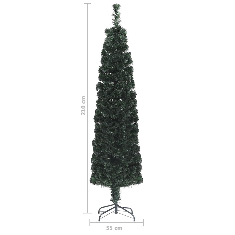 vidaXL száloptikás vékony műkarácsonyfa talppal 210 cm