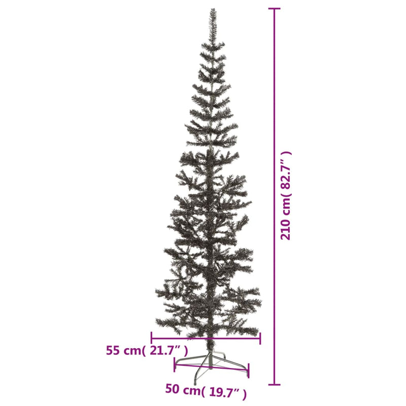 vidaXL fekete vékony karácsonyfa 210 cm