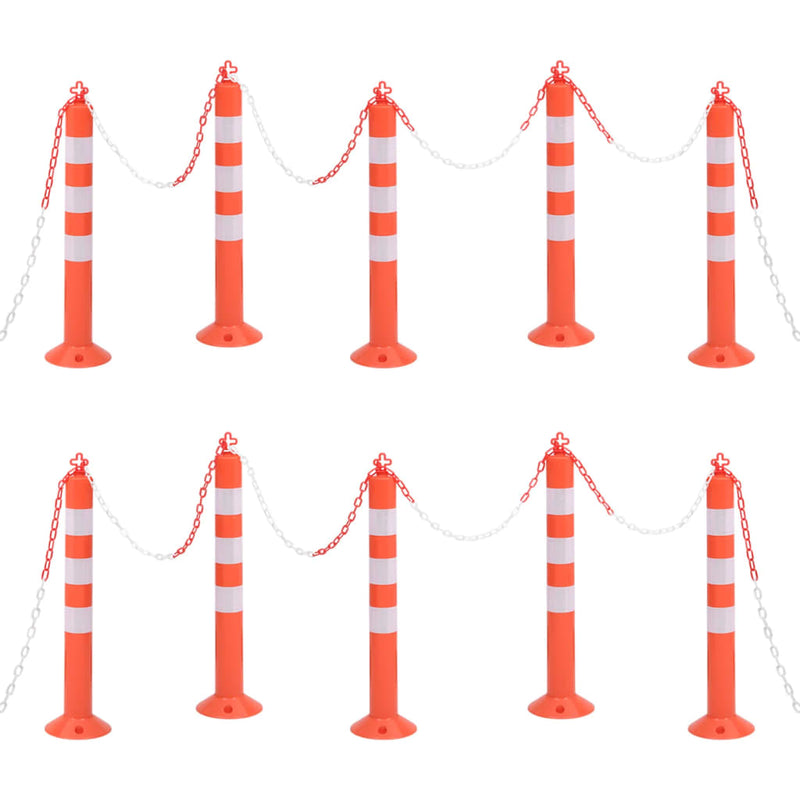 vidaXL 10 db polietilén forgalomterelő oszlop lánccal 75 cm