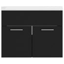 vidaXL fekete forgácslap mosdószekrény beépített mosdókagylóval