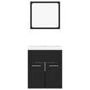 vidaXL fekete forgácslap fürdőszobai bútorszett