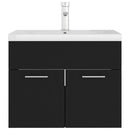vidaXL fekete forgácslap mosdószekrény beépített mosdókagylóval