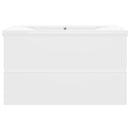 vidaXL fehér szerelt fa mosdószekrény beépített mosdókagylóval