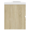 vidaXL tölgyszínű szerelt fa mosdószekrény beépített mosdókagylóval