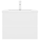 vidaXL fehér szerelt fa mosdószekrény beépített mosdókagylóval