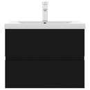 vidaXL fekete szerelt fa mosdószekrény beépített mosdókagylóval