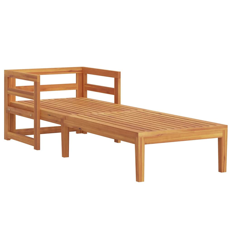 vidaXL tömör akácfa napozóágy krémfehér párnákkal