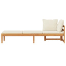 vidaXL krémfehér tömör akácfa napozóágy 1 kartámasszal