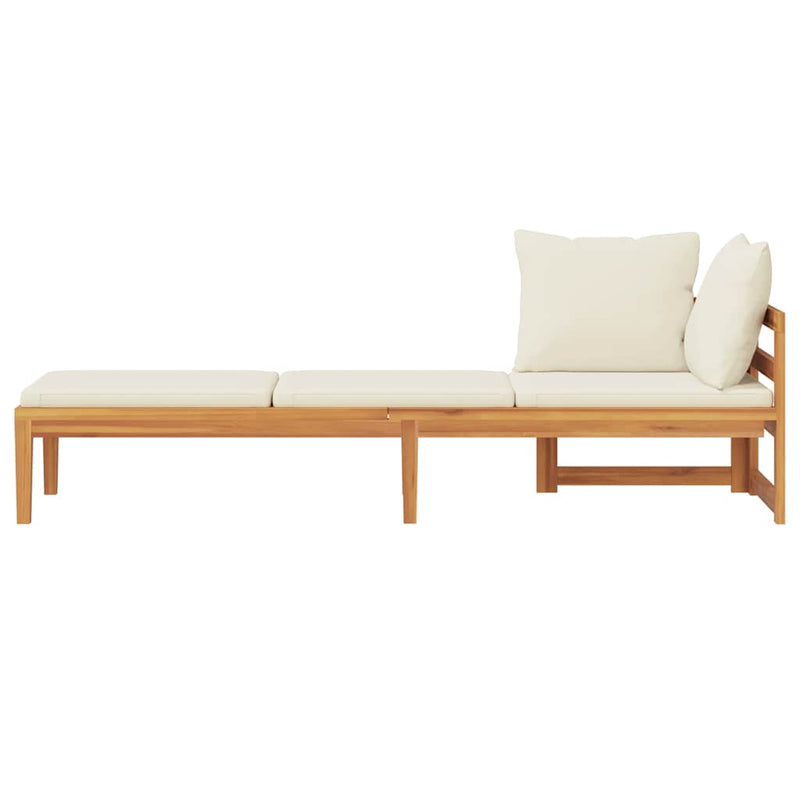 vidaXL krémfehér tömör akácfa napozóágy 1 kartámasszal