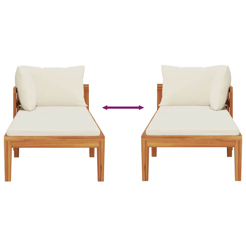 vidaXL krémfehér tömör akácfa napozóágy 1 kartámasszal