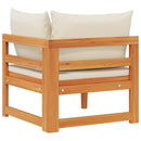 vidaXL tömör akácfa sarokkanapé krémfehér párnákkal