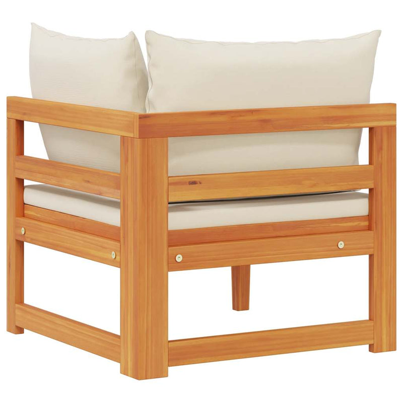 vidaXL tömör akácfa sarokkanapé krémfehér párnákkal