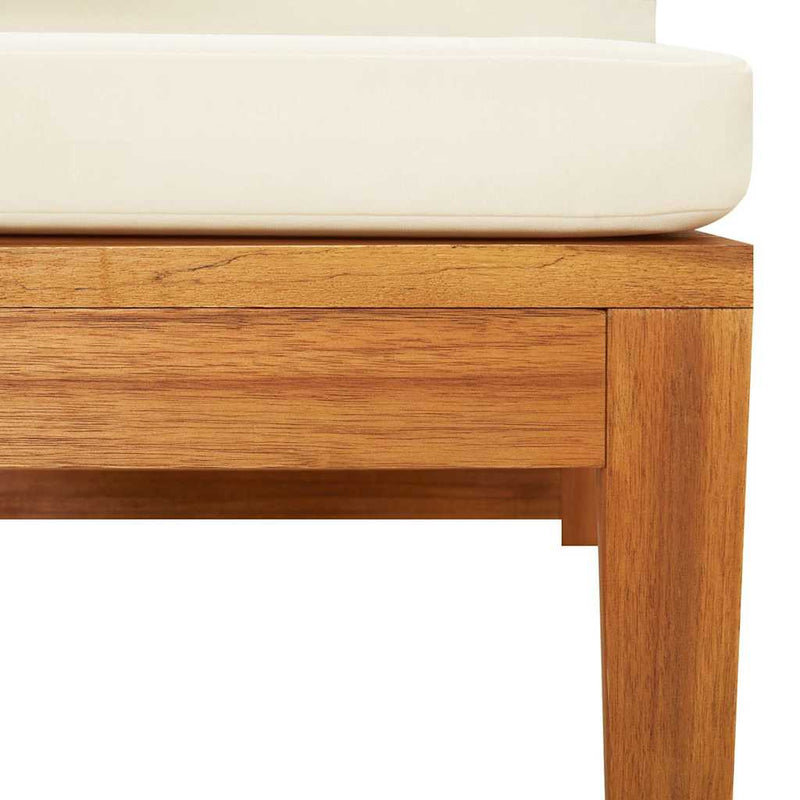 vidaXL tömör akácfa sarokkanapé krémfehér párnákkal