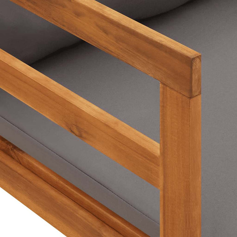 vidaXL sötétszürke tömör akácfa napozóágy párnákkal