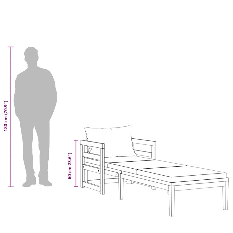 vidaXL sötétszürke tömör akácfa napozóágy párnákkal