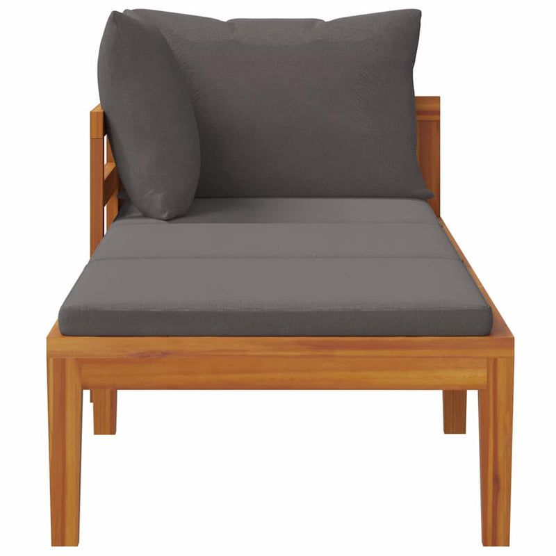 vidaXL sötétszürke tömör akácfa napozóágy 1 karfával