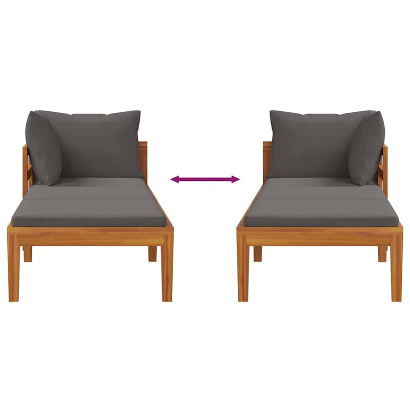 vidaXL sötétszürke tömör akácfa napozóágy 1 karfával